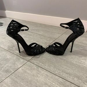Guissepe Zanotti Patent Leather, Peep Toe Heels